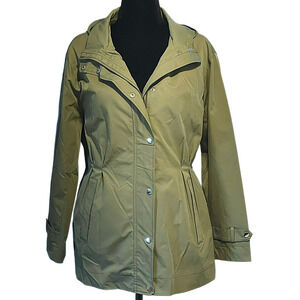 Army Green Hooded Rain Jacket Cinch Waist Women’s XXL Utility Anorak